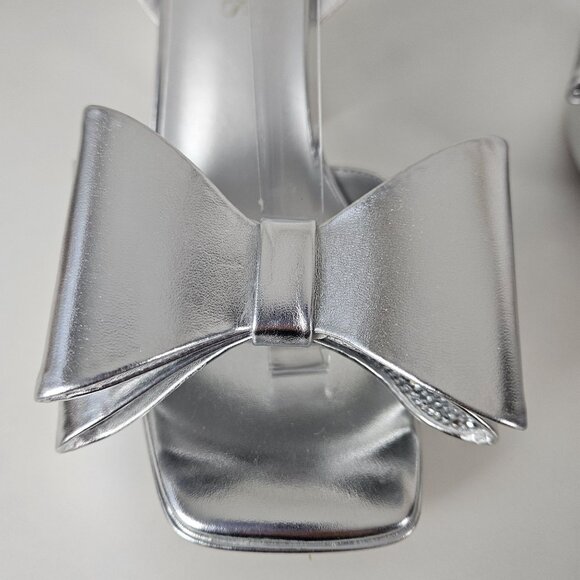 Dream Pairs Womens Bow Platform Chunky Open Toe Sandals Silver Size 9 Party - Picture 13 of 14